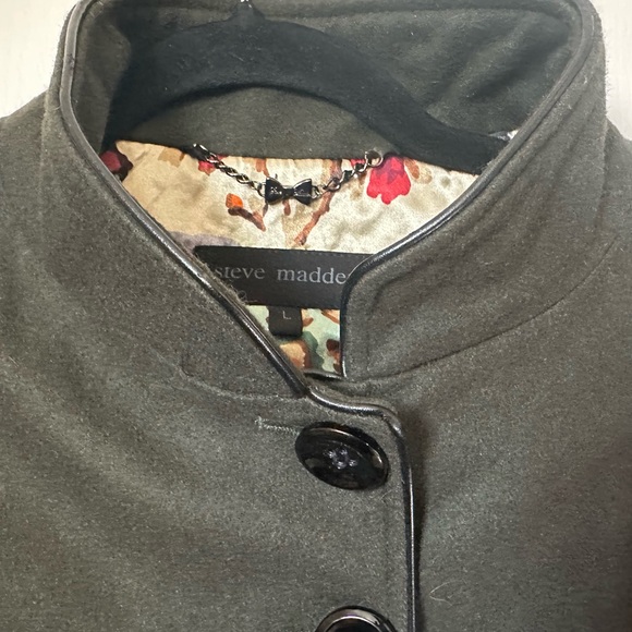 NWOT Steve Madden Olive Military Style Wool Utility/Peacoat Jacket. Size L - Picture 2 of 4